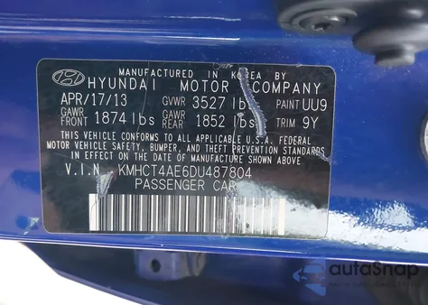 2013 Hyundai Accent Gls z USA, uszkodzony, nr VIN KMHCT4AE6DU487804